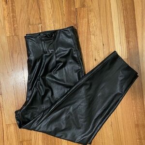 Vegan Leather Paperbag Straight Pant